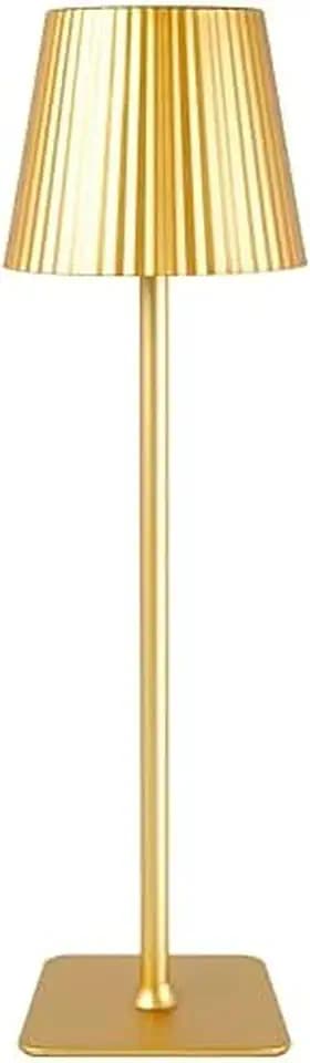 Mikasa 14.8-Inch Gold Rechargeable LED Lamp with Touch Control - Cordless Table Lamp, 3 Light Colors, Stepless Dimming, Gold Finish