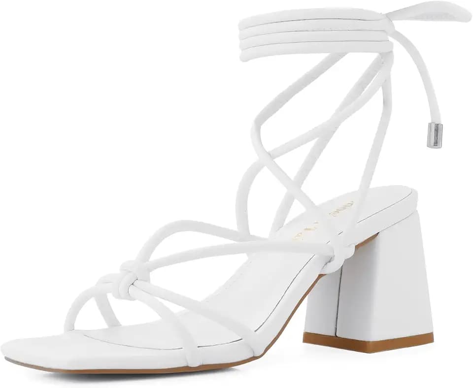 Shoe'N Tale Lace Up Heels Women Square Toe Sandals