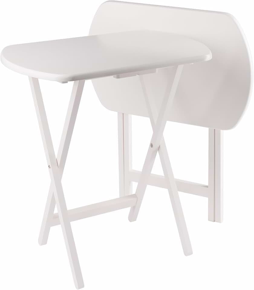 Winsome Corbett Set of 2 Oversized Foldable Snack Tables, Easy to Store Portable Fold Up Table Set for Kitchen, Living Room TV Dining, Crafts, Puzzles, Work from Home