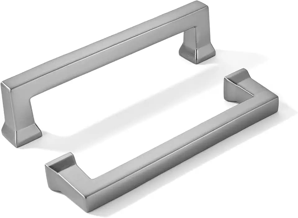 khtumeware 10 Pack 4inch(102mm) Hole Center Brushed Nickel Cabinet Pulls Heavy-Duty Satin Nickel Solid Cabinet Hardware Pulls for Kitchens, bathrooms and Dresser Handle