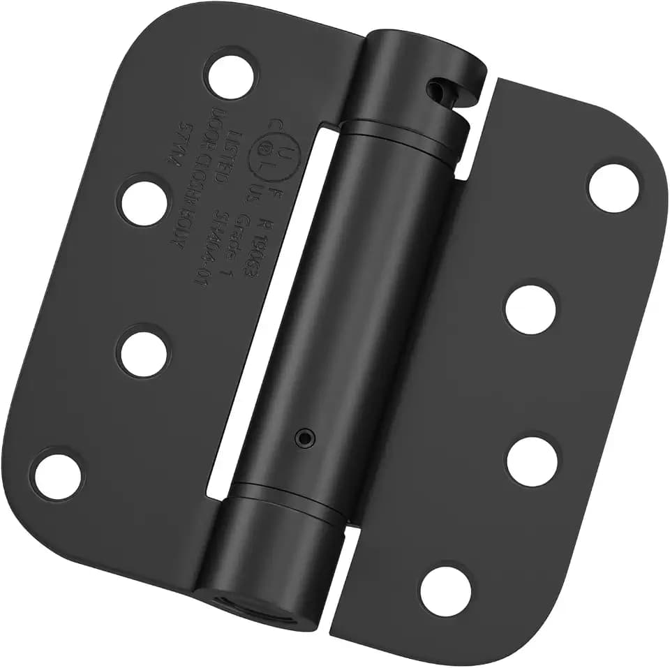 Haidms 3 Pack Self Closing Door Hinges 4 Inch Black 5/8" Radius Corners
