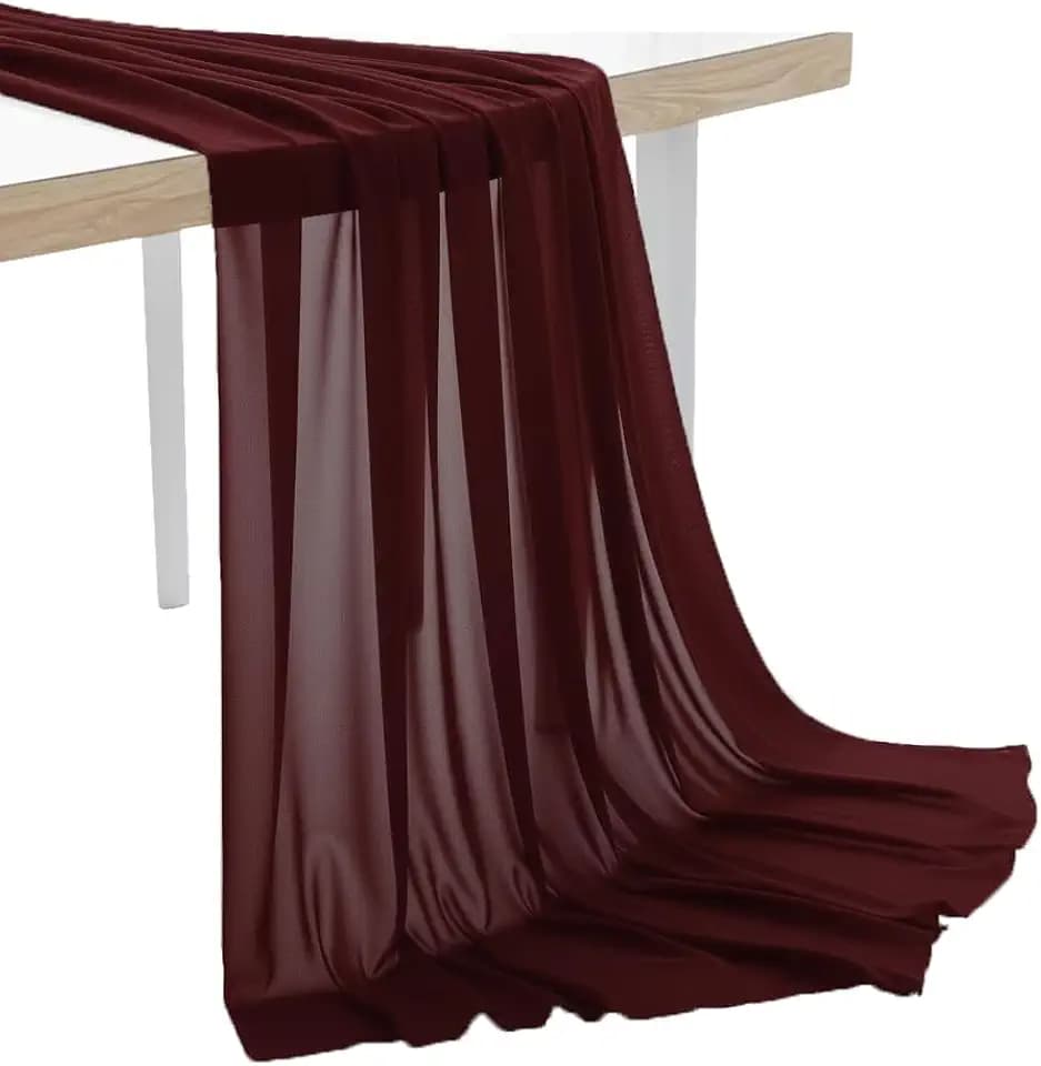 5 Yard Chiffon Fabrics, 44" Wide, Lightweight, Sheer – Burgundy