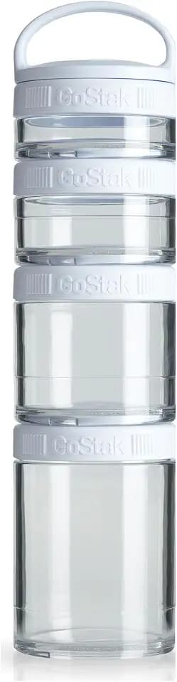 BlenderBottle GoStak Tritan Twist n' Lock Storage Jars 4 Jar White