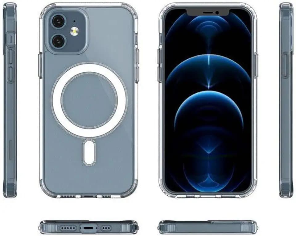 Clear Magnetic Case for iPhone 14 & 15 Models – Magnetic Wireless Charging Compatible Hybrid Acrylic Back + Soft TPU Bumper, Shockproof Slim Phone Cover (iPhone 15 Pro Max)