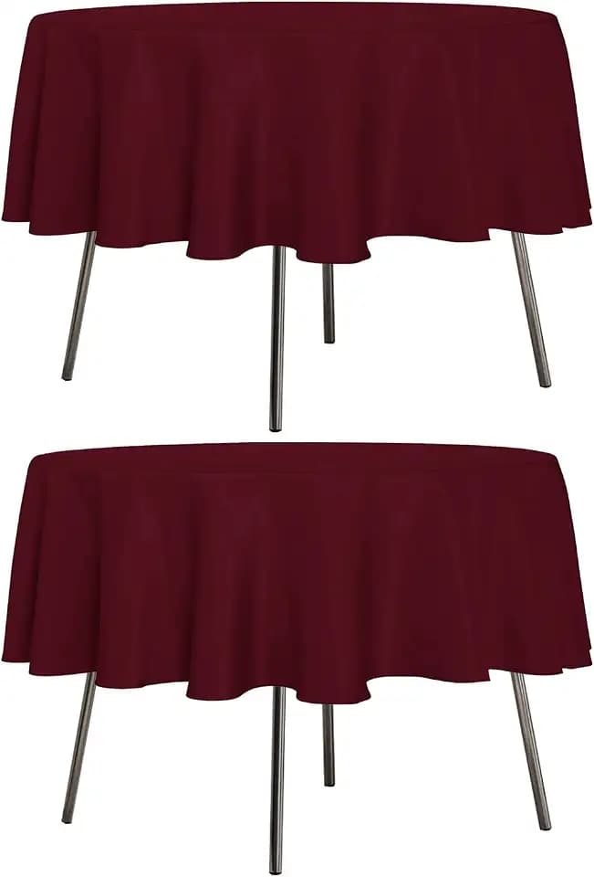 sancua 2 Pack Round Tablecloth 60 Inch Burgundy Table Cloth for Dining