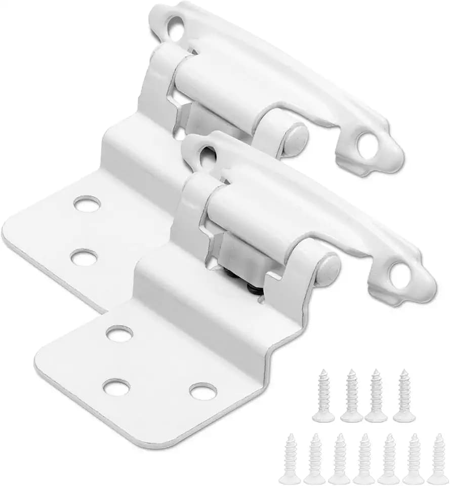 50 Pack (25 Pairs) 3/8 Inch Self Closing Cabinet Hinges White