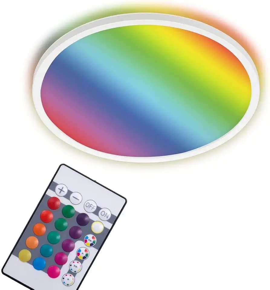 BRILONER Leuchten - LED Panel, Deckenleuchte dimmbar, Deckenlampe, RGB, Farbsteuerung, Backlight, inkl. Fernbedienung, 22 Watt, 2.700 Lumen, 4.000 Kelvin, Weiß, Ø 42cm
