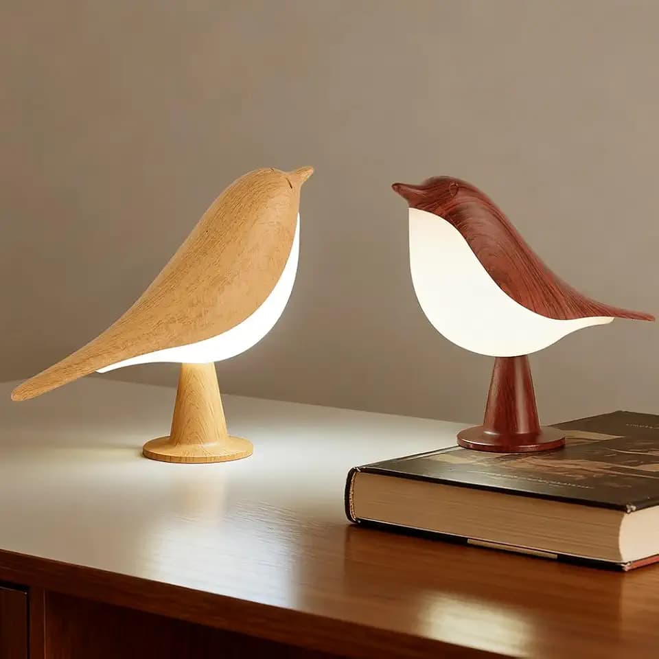 IFTHFOUR Bird Cordless Table Lamp, Small Cordless Bedside Lamp with 3 Color Temperature, Touch Sensor & Rechargeable Battery - Night Light for Kids, Bedroom, Bedside (Light+Dark)