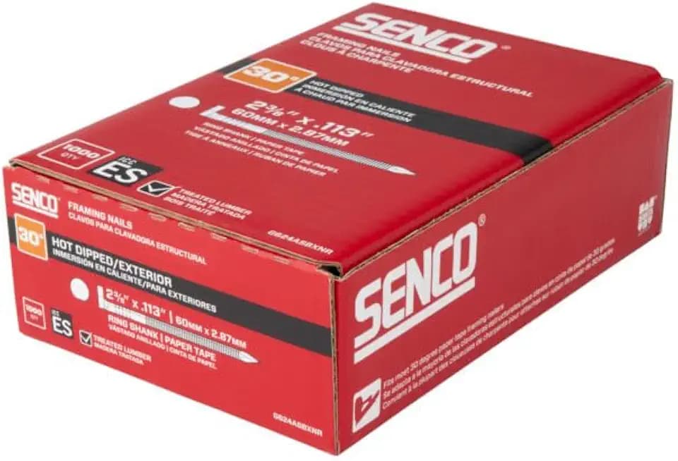 SENCO Framing Nails | 30 Degree | 2-3/8 Inch x .113 | Ring Shank | Paper Tape Collated Nail | Hot Dipped Galvanized |1,000 ct.| G624ASBXNR