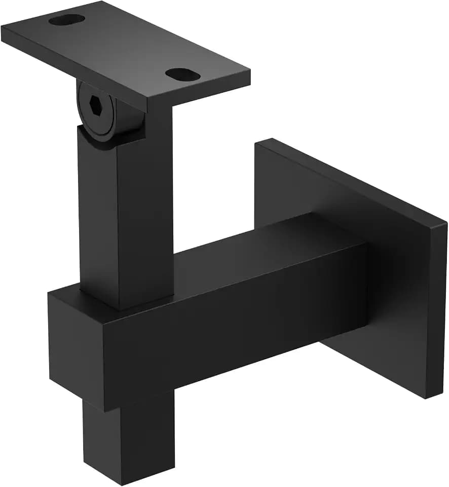 Handrail Bracket Stainless Steel Square Adjustable by Inline Design (Black Matte Powder Coat)
