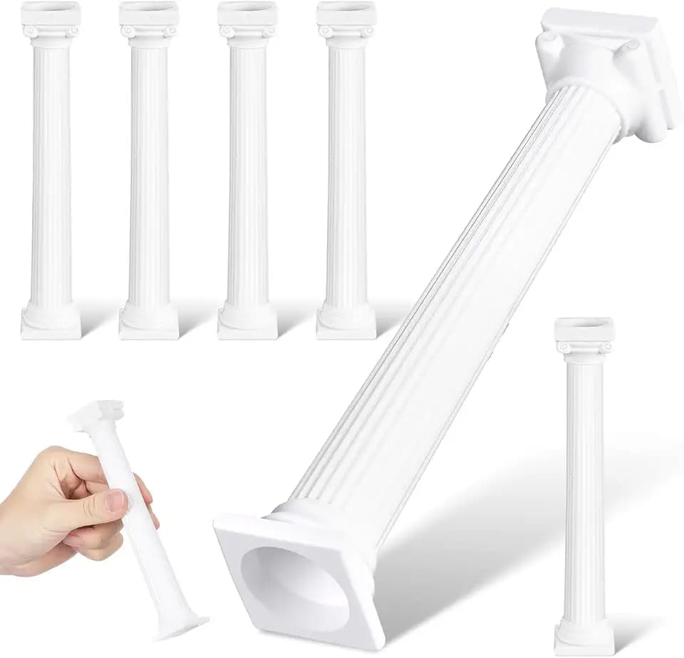GANAZONO 6pcs Mini Roman Pillar Plastic Greek Columns Classic Greek Statues Artistic Ornament Architectural Sculpture for Wedding Table Office Desktop Yard Garden Micro Landscape Decor