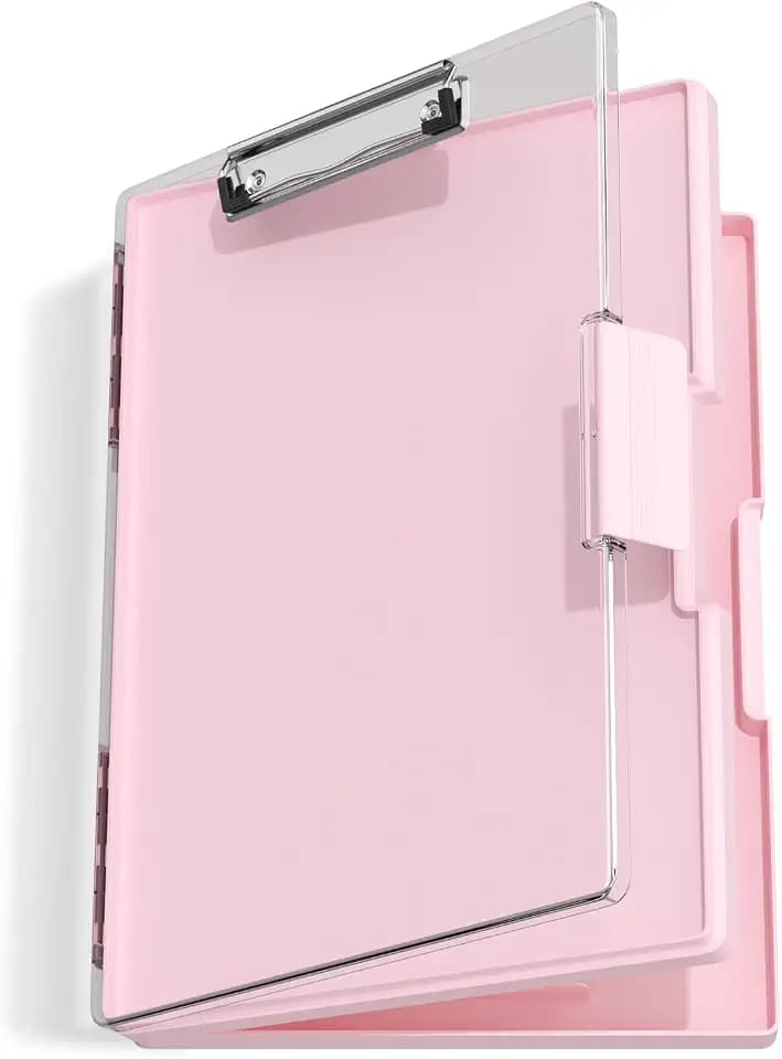 Hongri Clipboard with Storage, Pink 8.5 x 11 Clip Board, Dual Compartmen
