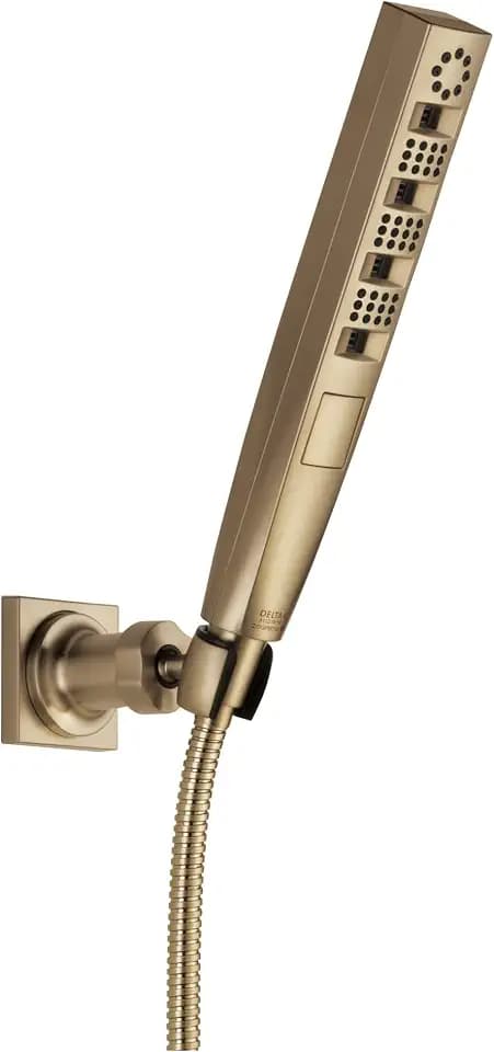 Delta Faucet Tetra H2Okinetic Hand Held Shower with Hose, Gold Handheld Shower Head, Hand Shower, Handheld Shower, Detachable Shower Head, Lumicoat Champagne Bronze 55140-CZ-PR