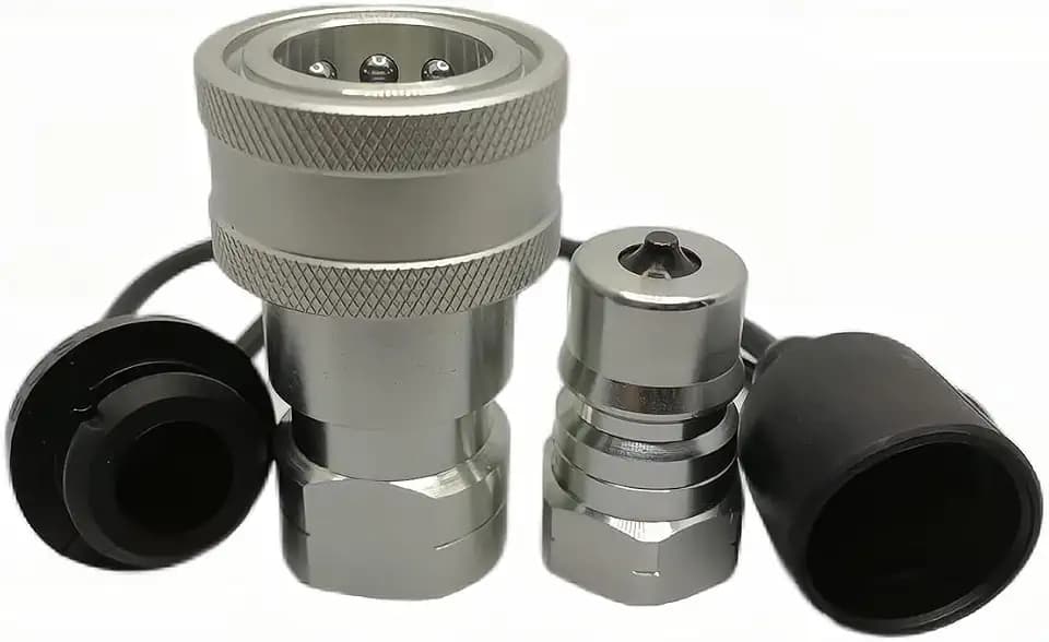3/4" NPT ISO7241-B Hydraulic Quick Connect & Disconnect Coupler, Quick Release Coupling Set w/Dust Caps H6-63/62