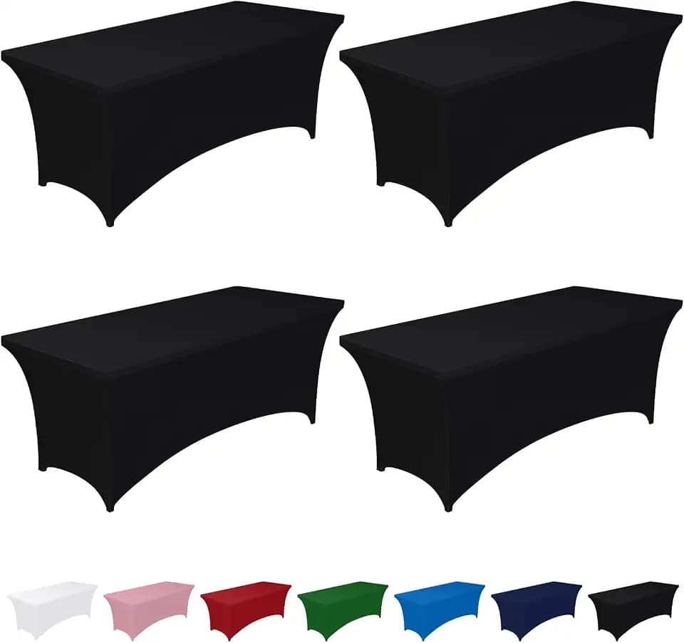 Pureegg Spandex Tablecloth 6ft 4 Pack Black