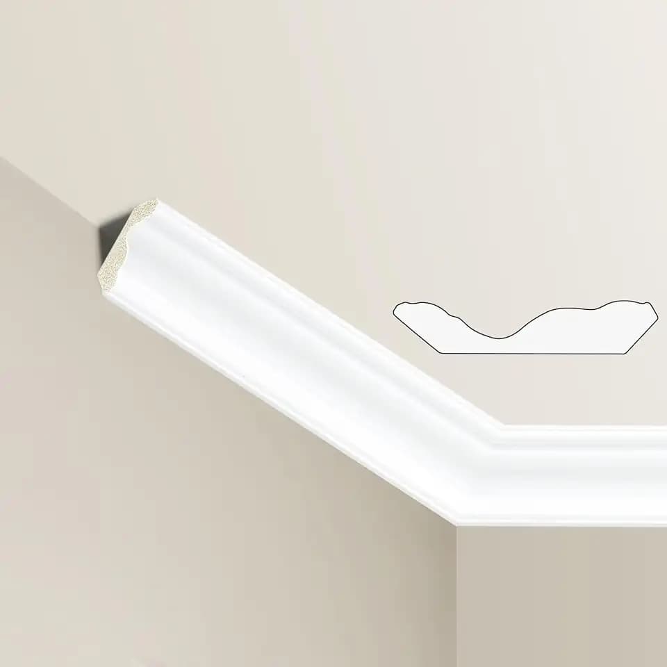 Ceiling Crown Molding Trim, 40 Ft High Impact Polystyrene Ceiling Moulding