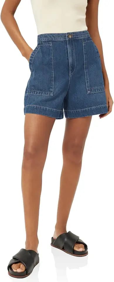 PLNOTME Womens Casual High Waisted Denim Shorts Wide Leg Summer Jean Shorts