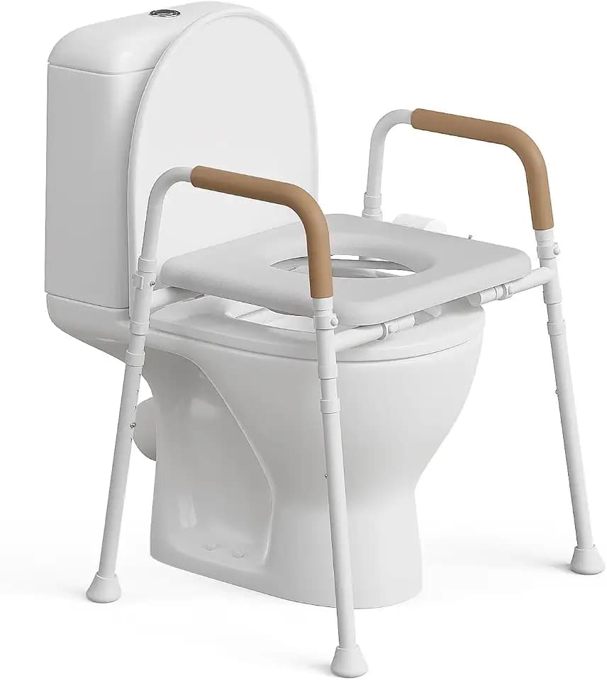 Loyoda Upgraded Toilet Seat Riser with PU Foam Padded Seat for Seniors