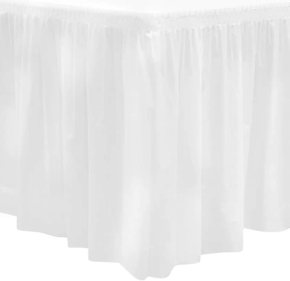 Party Essentials Plastic Table Skirt, 2-Count, 29" W x 8' (96") L, White
