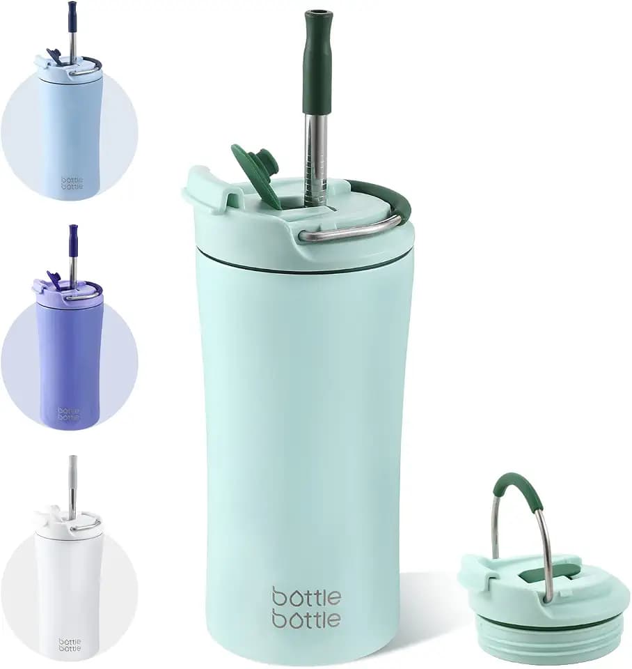 BOTTLE BOTTLE Insulated coffee Tumbler with Dual-use Lid and Straw 12oz