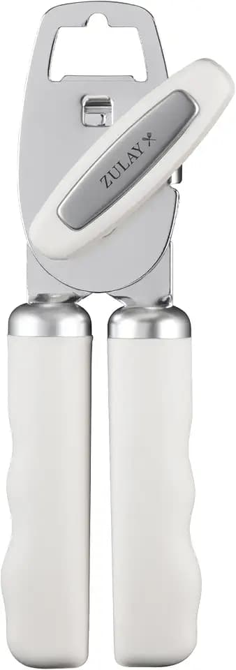 Zulay Kitchen Manual Can Opener Heavy Duty Patented Stainless Steel, White