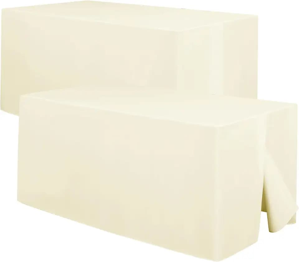 Hiasan Waterproof Fitted Tablecloths 2 Pack, Ivory, 30 x 72 Inch