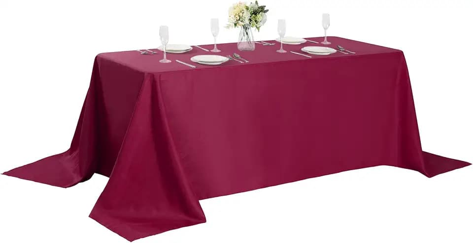 Cupuamon Rectangle Tablecloth 90x156 inch Washable Polyester Fabric Table Cloth for Wedding Party Dining Banquet Decoration(90x156, Burgundy)