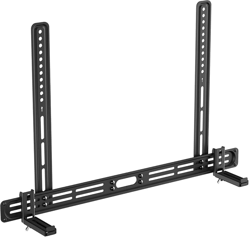 XINLEI Universelle Soundbar Halterung für Soundbars mit/ohne Löcher, 9kg Tragfähigkeit, Ausziehbar TV Soundbar, mit Anti-Rutsch-Sockelhalter, für TV Geräte, SBR501