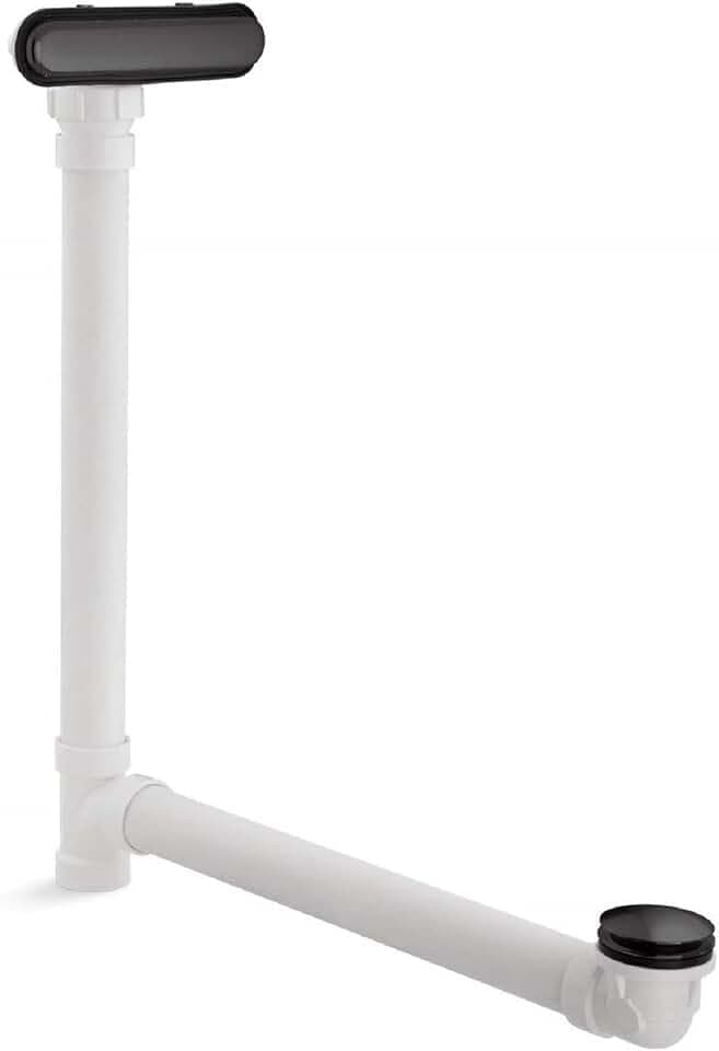 KOHLER 7272-BL Clearflo Slotted Overflow Bath Drain with Toe-Tap Stopper, Above- or Through-the-Floor Placement, Matte Black