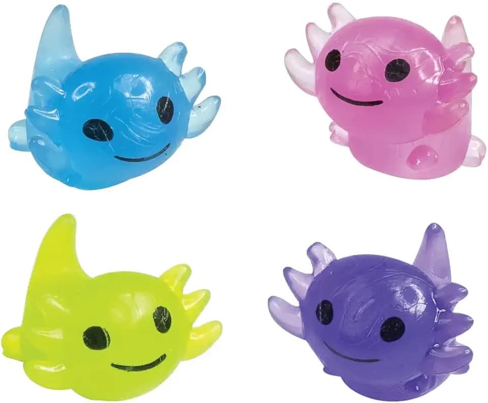 Raymond Geddes Axolotl Pencil Top Erasers (Pack of 24), Green, Pink, Blue, Purple
