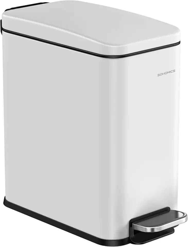 SONGMICS Bathroom Trash Can, 1.3 Gallon Stainless Steel Trash Bin with Lid