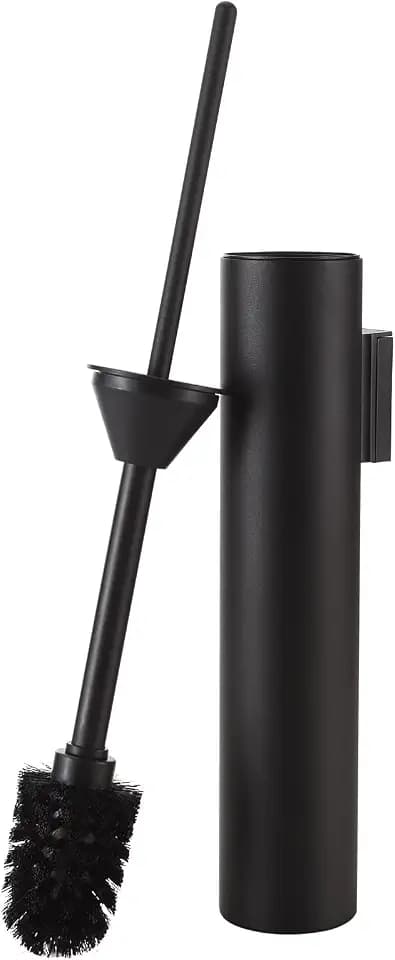BGL Toilet Brush and Holder Set Matte Black Wall Mounted for Bathroom Round Design