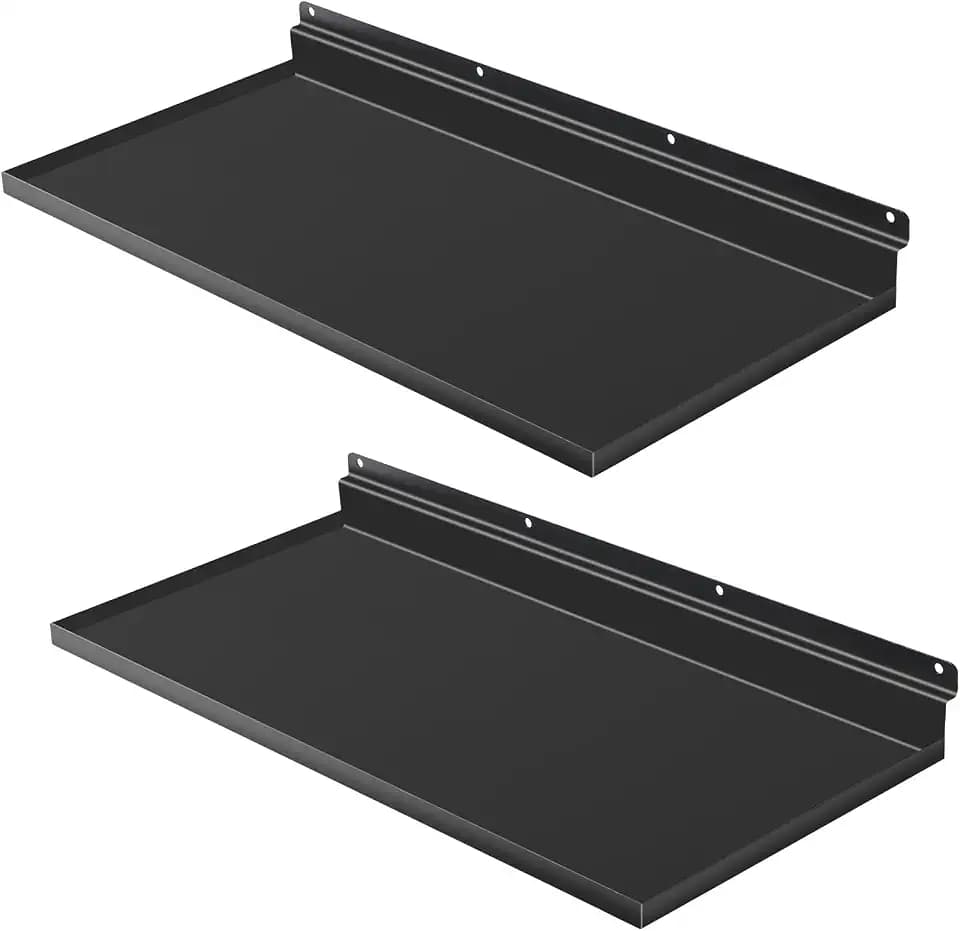 2 Pack Slatwall Shelves, 17X8 Inch Slat Wall Accessories, Black