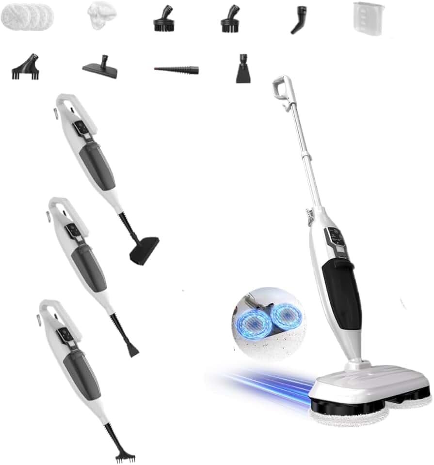 PUREBEAR 300°F Scrub & Steam Mop, Steam Cleaner With 13 Accessories