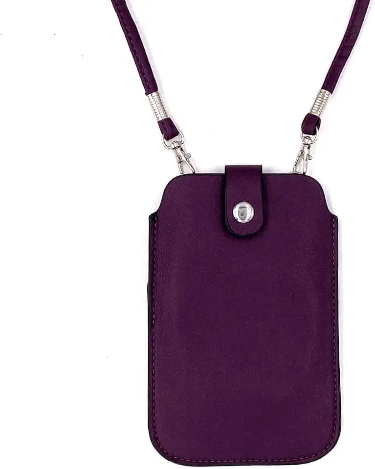 Leather Neck Pouch for Phone (Style 2) - Purple
