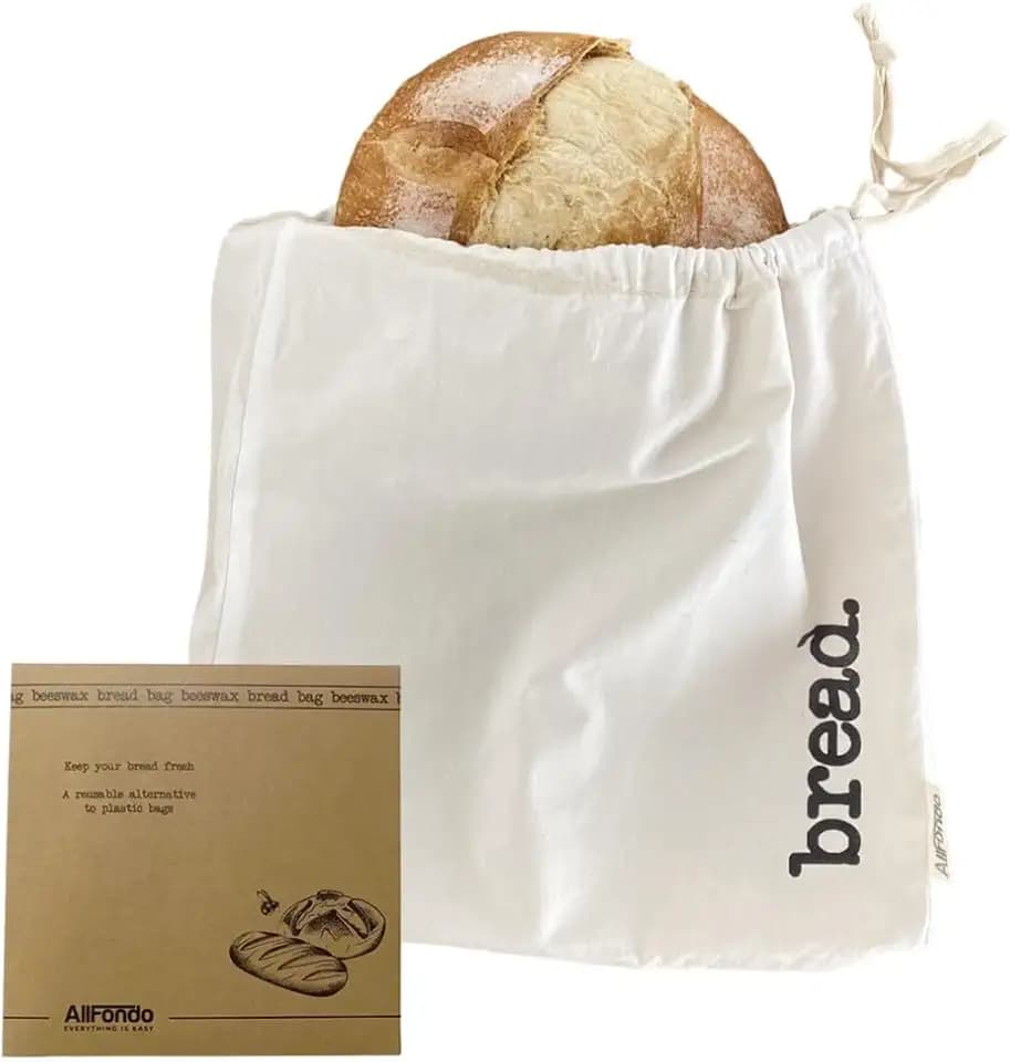 XXL Reusable Sourdough Bread Bag | Beeswax Bags for Homemade Bread | Cotton Beeswax Lined bags for Sourdough | Storage Accessories | White (2 Layers)