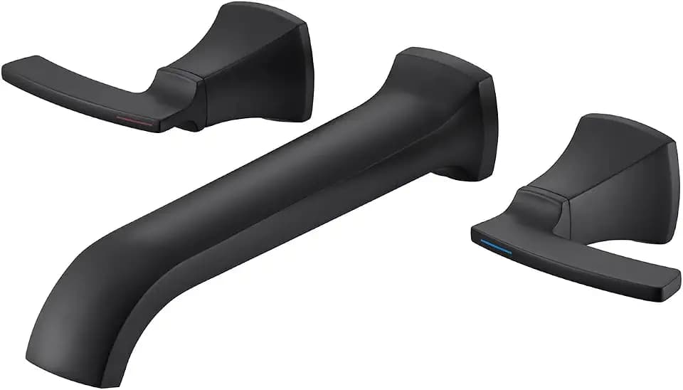 Tub Filler Wall Mount Tub Faucet Black High Flow Long Spout Reach Roman Bathtub Faucets with 2 Handles