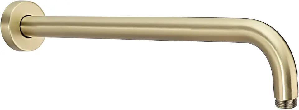TRUSTMI 16 Inch Shower Arm with Flange Heavy Duty Wall Mount L-Shaped Rainfall Shower Head Extension Arm, Brushed Gold