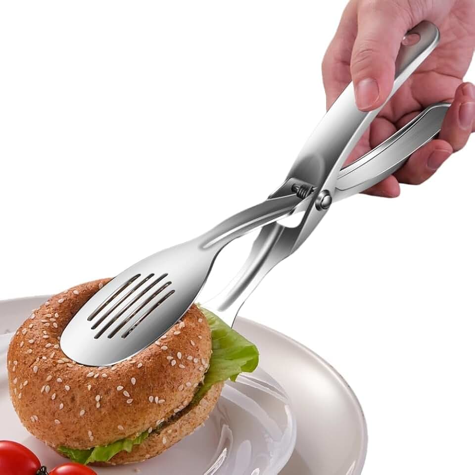 Kitchen Metal Tongs, 304 Stainless Steel Scissor Tongs