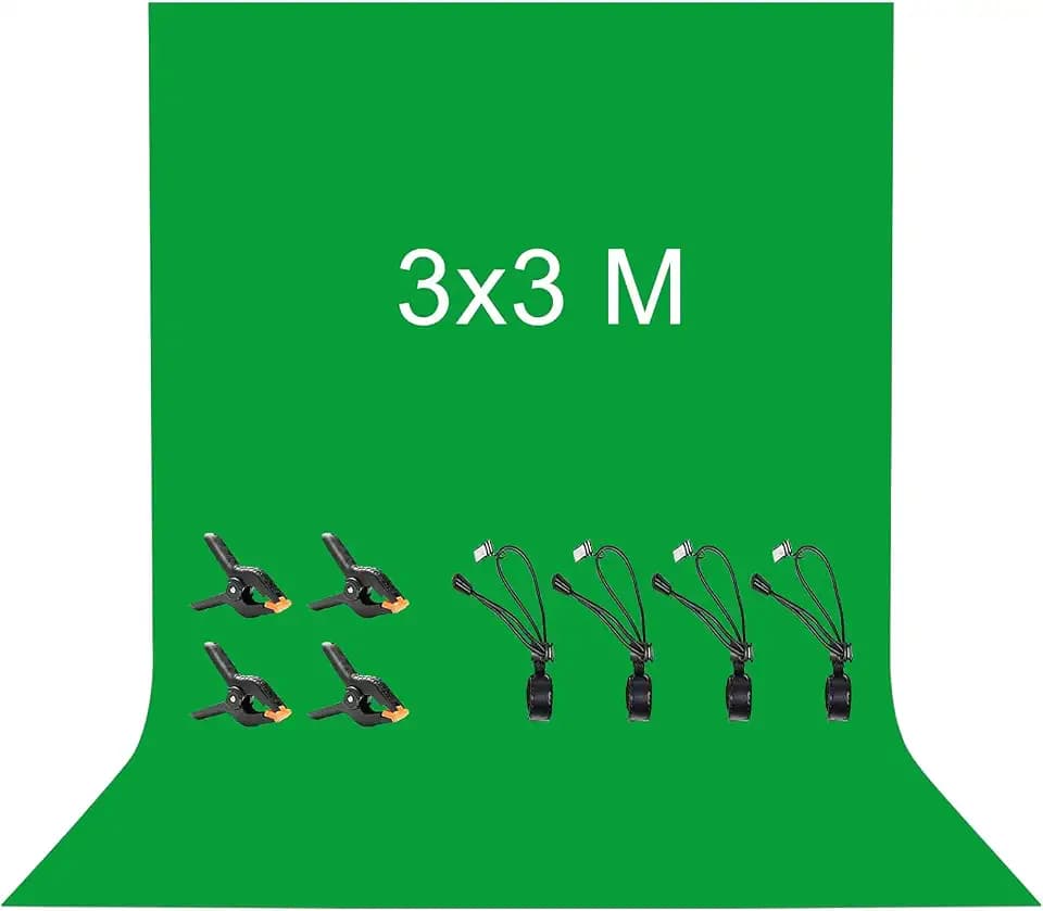 3x3M Green Screen Fotografie-Hintergrund mit 8 große Studio Klemmen