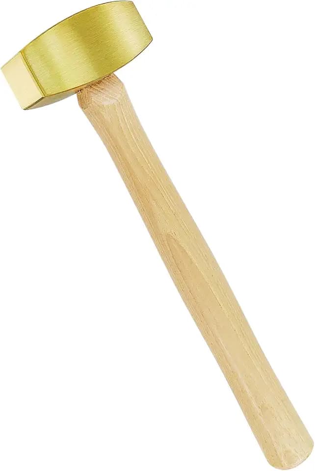 C&T 2 Pound Solid Brass Hammer, Hickory Wood Handle