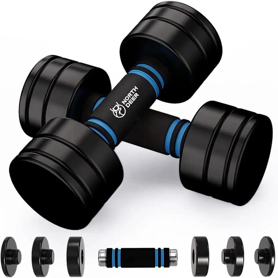 Northdeer Steel Dumbbells Adjustable Black Coated Weight Set