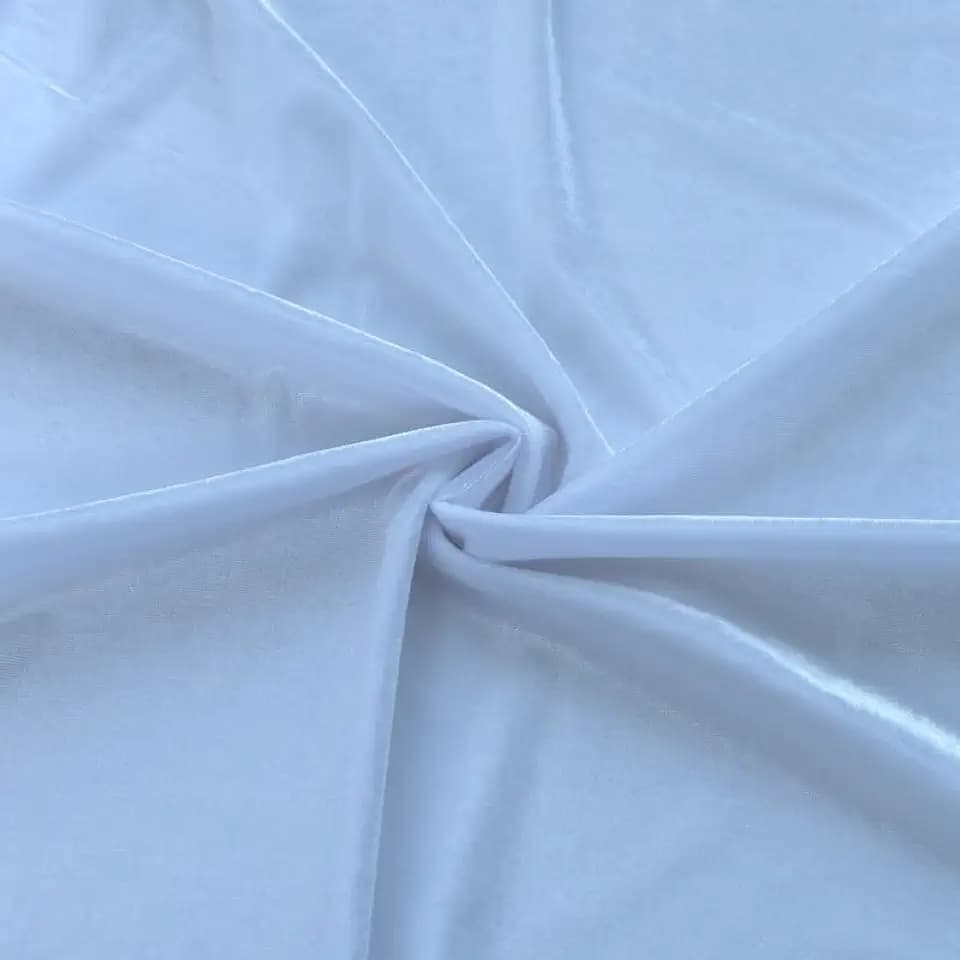 Stretch Velvet Fabric by The Yard for Apparel,Sewing,Crafting,Full Dress 93% Polyester 7% Spandex 63" Wide (White,5Yards)