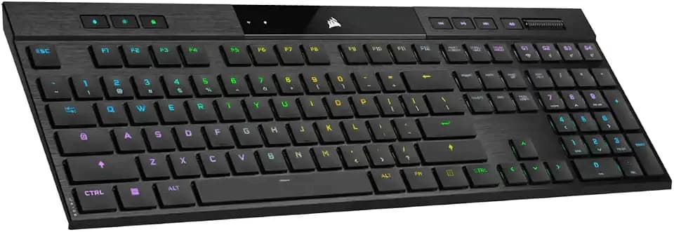 Clavier Gaming Mécanique Ultrafin - AZERTY - CORSAIR - K100 AIR WIRELESS - Rétroéclairage LED RGB - Noir (CH-913A01U-FR)