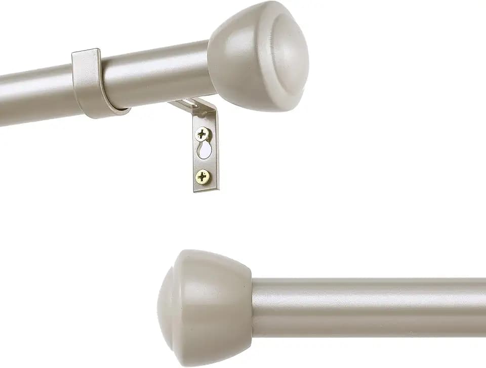 1 Inch Nickel Curtain Rods for Windows 72-144 Inches - Heavy Duty Drapery Rods with Adjustable Rods and Ball Finials - Ideal Room Divider and Outdoor Rod,32"-144"
