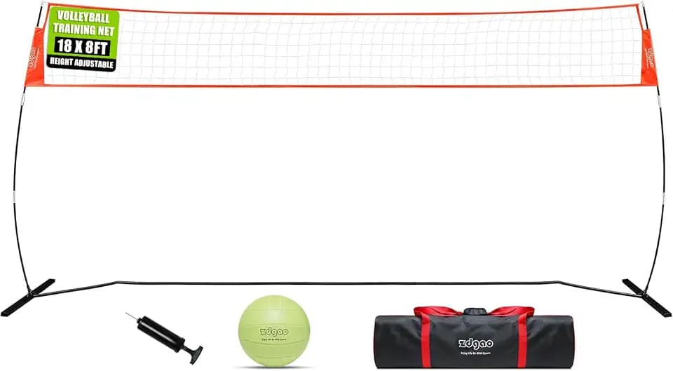 Zdgao 12FT/18FT Portable Volleyball Net with Height Adjustable Poles System