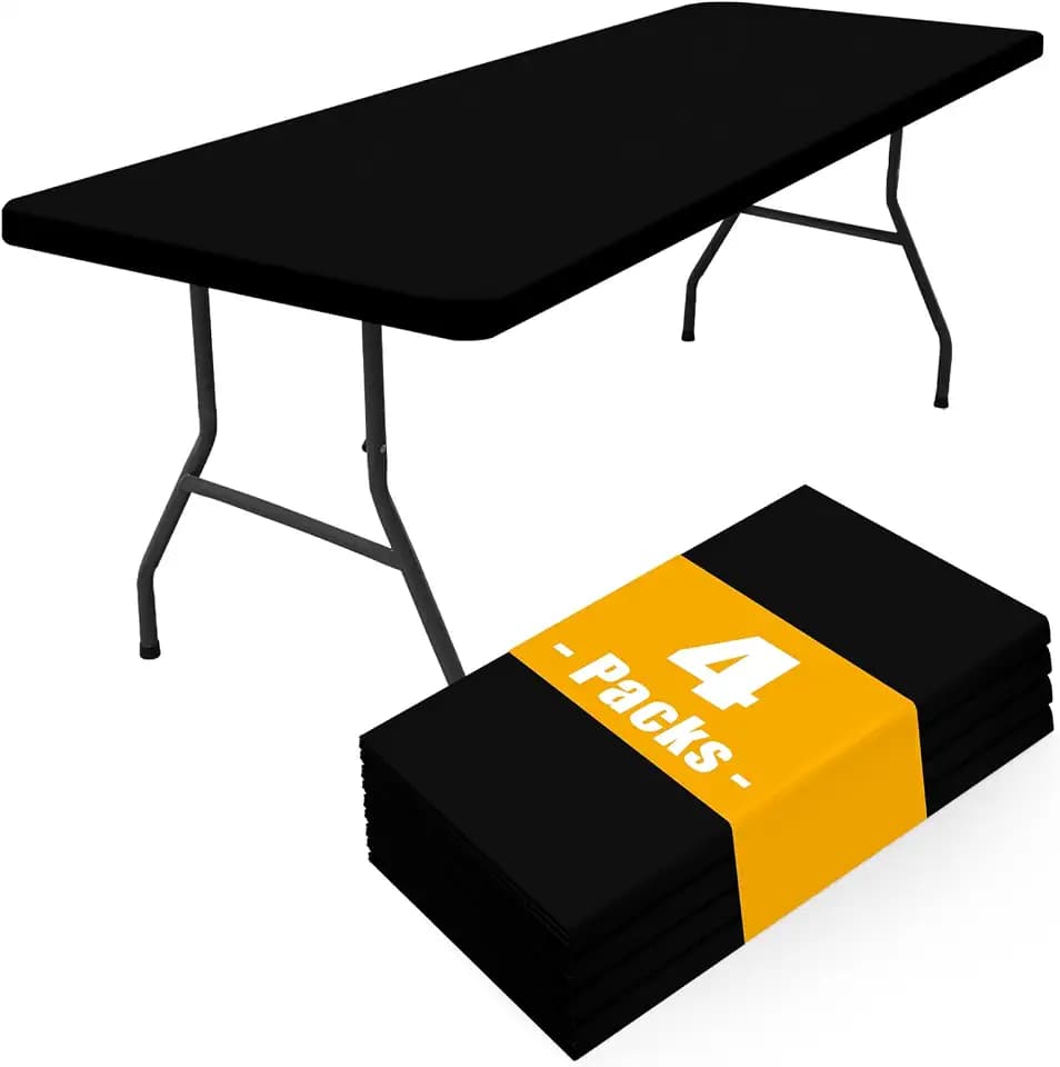 Smiry 4 Pack Elastic Fitted Polyester Tablecloths for 6 Foot Tables