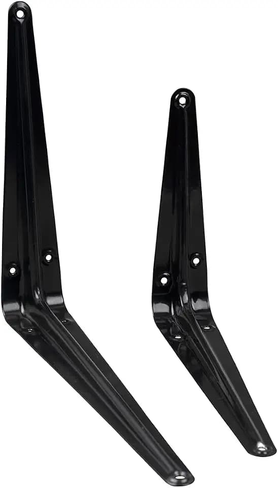 24 Pack Shelf Brackets 10 x 8 Inch, Heavy Duty Black Metal Floating Shelf Brackets, Wall Mount L-Shaped Corner Braces for Wood Boards