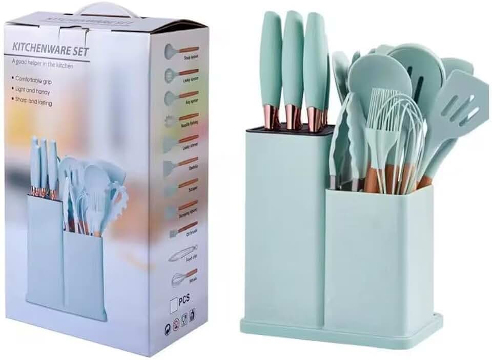 19 Piece Kitchenware Set, Light Green