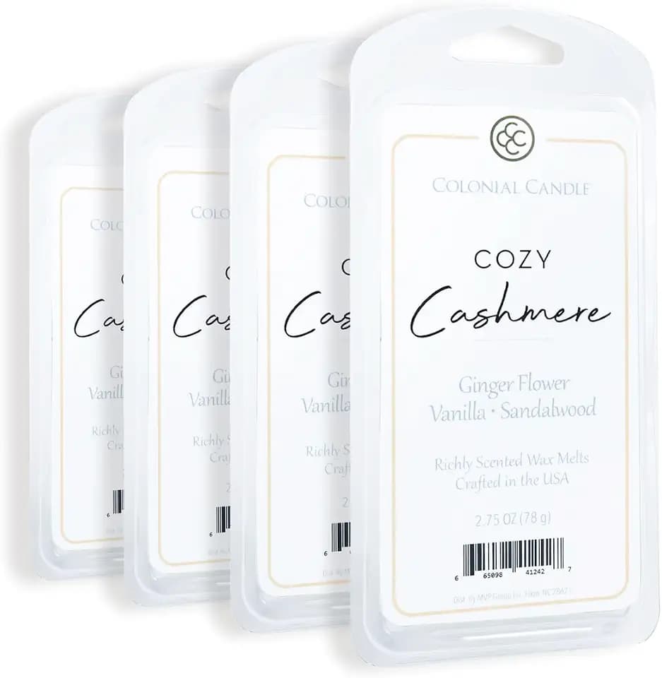 Colonial Candle Cozy Cashmere Scented Wax Melts, Wax Melt Warmer Cubes, Long Lasting Scented Wax Warmer Cubes, 4 Pack, 6 Cubes Each - Made in The USA